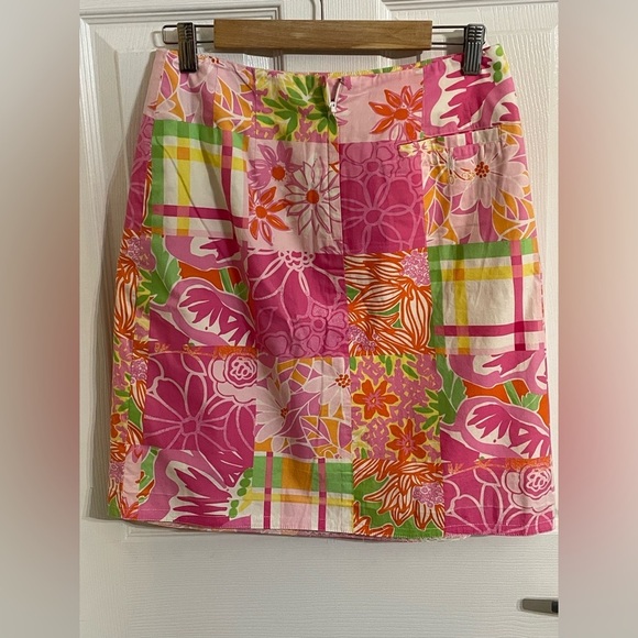 Lilly Pulitzer Pink and Green Floral Patchwork Skirt Size 8‎ - Picture 5 of 11